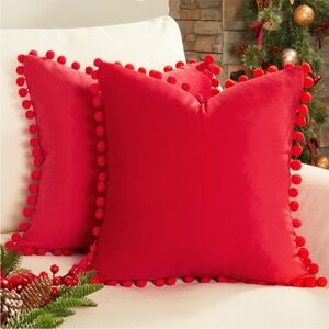 Top Finel Red Decorative Pillow Covers 20x20 Set of 2 - NO insert